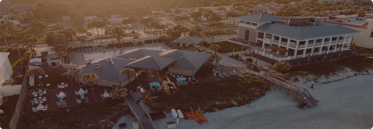 Aerial view of the Sawgrass Marriott resort and beach.
