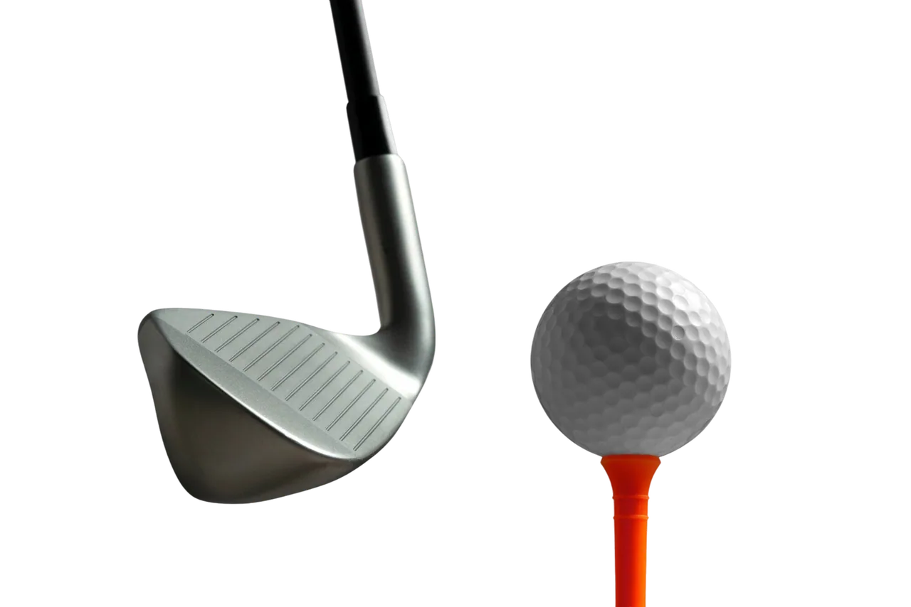 Golf club and ball used as event artwork.